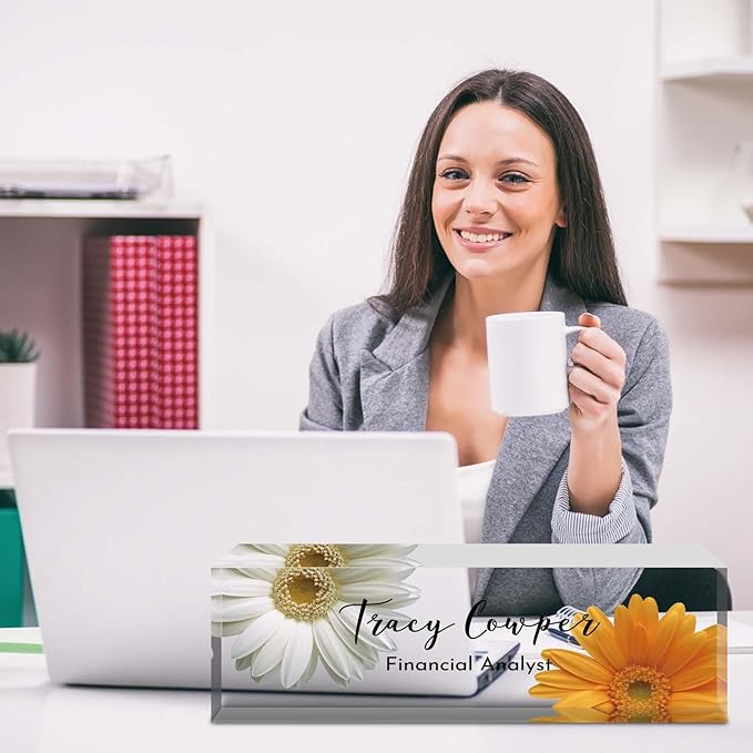 Desk Name Plate Personalized, Custom Name Plate for Desk, Acrylic Desktop Accessories, Office Gift & Decor for Women Men, Teacher Nurse Boss Employee Appreciation Gifts