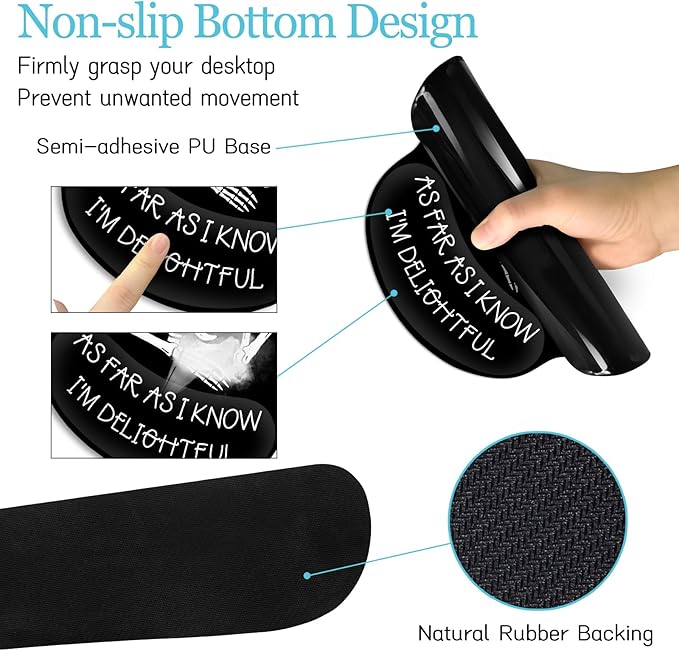 Ergonomic Mouse Pad with Wrist Rest Desk Mat Set, Skeleton Gaming Mouse Pads, Keyboard Mat Wrist Rest Cup Coaster, Funny Office Desk Accessories