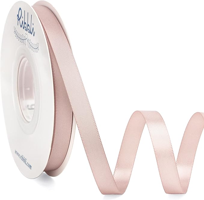 Ribbli Double Faced Vanilla Satin Ribbon,3/8” x Continuous 25 Yards,Use for Bows Bouquet,Gift Wrapping,Floral Arrangement