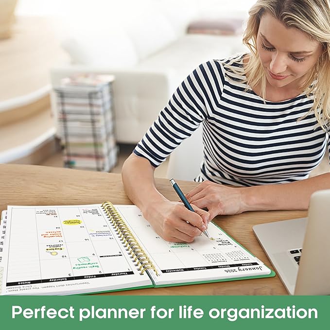 2026 Planner, Weekly and Monthly Calender Planner, Jan 2026 to Dec 2026, Hardcover 2026 Calendar Planner Book with Tabs & Inner Pocket, Office Home School Supplies for Women & Men - A4 (8.5" x 11"), Racing Green