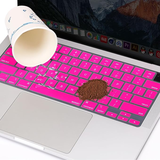 MOSISO Keyboard Cover Skin Compatible with MacBook Air 15 inch M3 A3114 M2 A2941/Air 13.6 A3113 A2681/Pro 14/16 M4 M3 M2 M1, Bright Rose