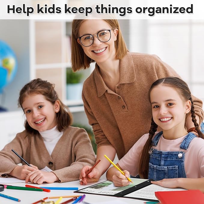 Henoyso 48 Pcs Plastic Folders with Clear Front Pocket and 3 Prong Take Home Plastic 2 Pocket Folder Back to School for Students Parent Teacher Communication for School Office (Black)