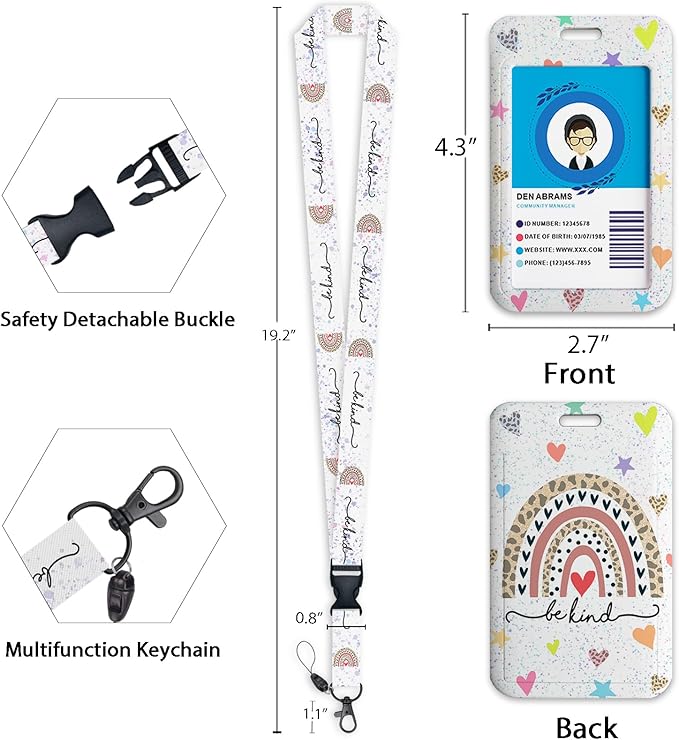 Gctriki Retractable ID Badge Holder with Lanyard - Teacher Appreciation Gifts, Cute Badge Reel Clip & Keychain for School Staff, Women Teacher Lanyard (ID Card Holder Retractable)