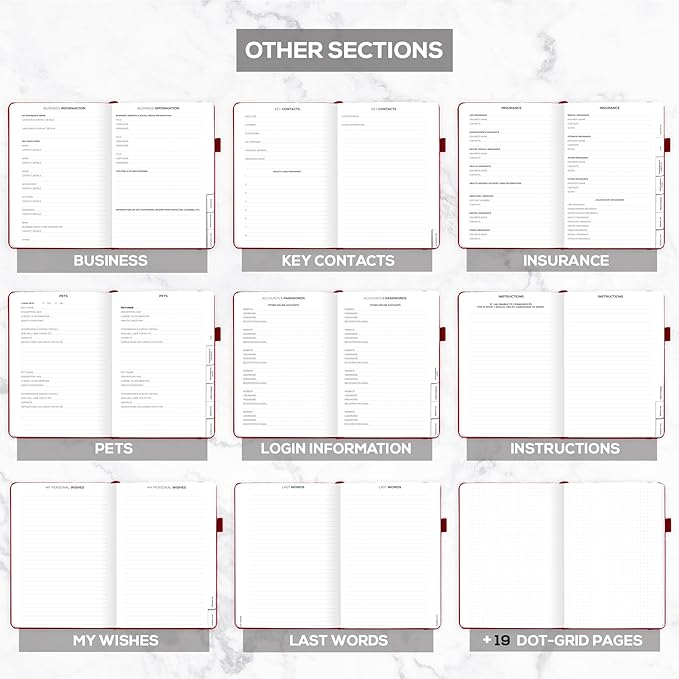 Clever Fox Large End of Life Planner – Guided Final Arrangements Organizer Notebook for Instructions, Beneficiary Info, Will Preparation, Last Wishes & Funeral Planning – 8.5" x 11" (Burgundy)