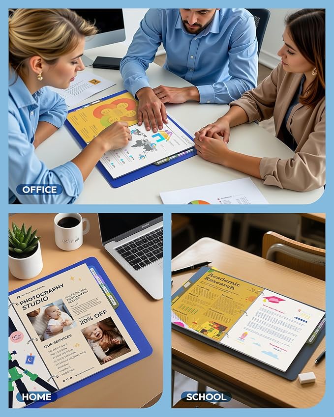 8 Tab Binder Dividers for 3 Ring Binder, 1 Set/8 Count, Thicken, Write & Erase Reusable Waterproof Plastic Binders for School & Office Files, Extra 20 Labels