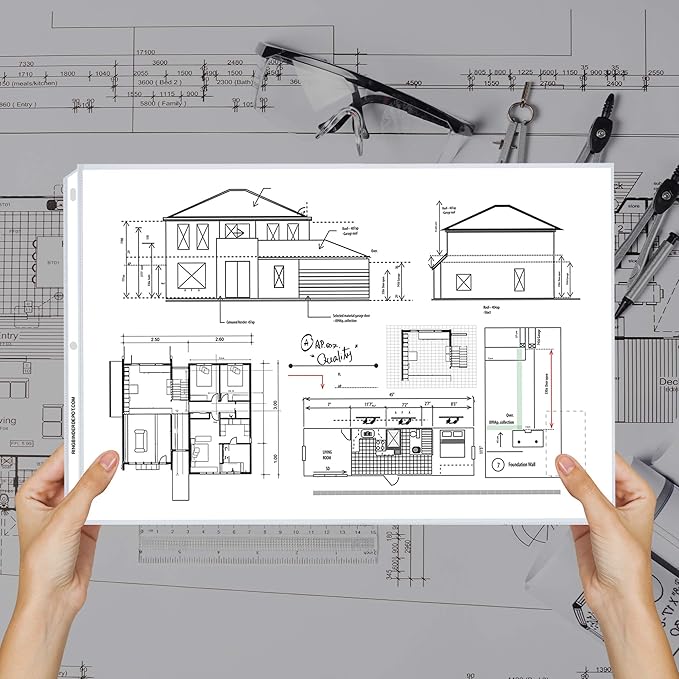 Performore 50 Sheet Protectors, Landscape Clear Sheet Protectors 8.5 X 11 Inch for 3 Ring Binder, Plastic Sheet Sleeves, Top Loading with 3 Hole-Punched Archival Safe, Non-Stick and Long-Lasting