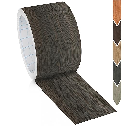 GSCIT Club Wood Grain Repair Tape, 2.4 inch X 100ft Self Adhesive Black Walnut Grain Repair Patch for Tables, Chairs, Baseboards, Doors, Windows, Floors, Handicraft DIY.