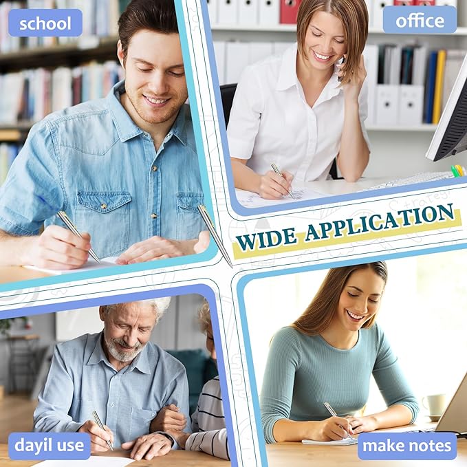 Teling 72 Pcs Small Ballpoint Pen Mini Pens Bulk 4 Inch Short Small Tiny Black Ink Ballpoint Writing Tool for Notebook Pockets Signature Notepads School Office(Silver, Gold,Classic Style)