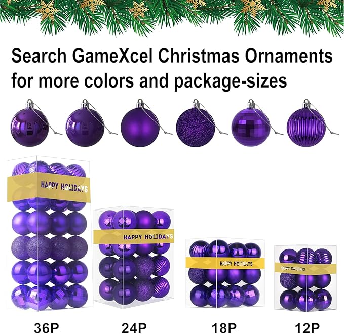 Purple 8.0" Extra Large Christmas Ornaments - Christmas Tree Decoration Balls Shatterproof Hanging Shiny Balls for Birthday Holiday Wedding Decorations Set of 2pcs