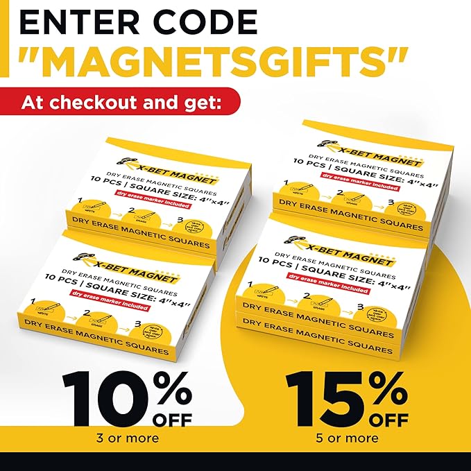 Dry Erase Magnetic Labels - Reusable Sticky Notes - Magnetic Notepads for Refrigerator - Dry Erase Magnetic Sheets - Blank Magnet Stickers to Write On - Magnets for Whiteboard Classroom Fridge