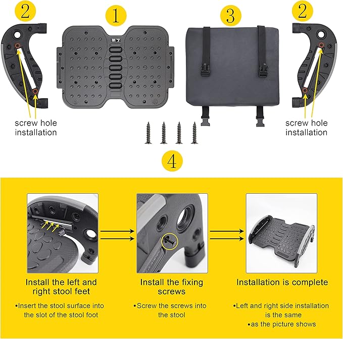 Under Desk Foot Rest,Foot Stool with Massage Texture,Includes Comfortable Memory Foam,Easy Assembly and disassembly (YB-RD)