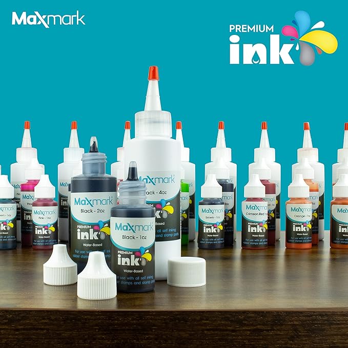 MaxMark Premium Refill Ink for self Inking Stamps and Stamp Pads, Light Blue Color - 1 oz.
