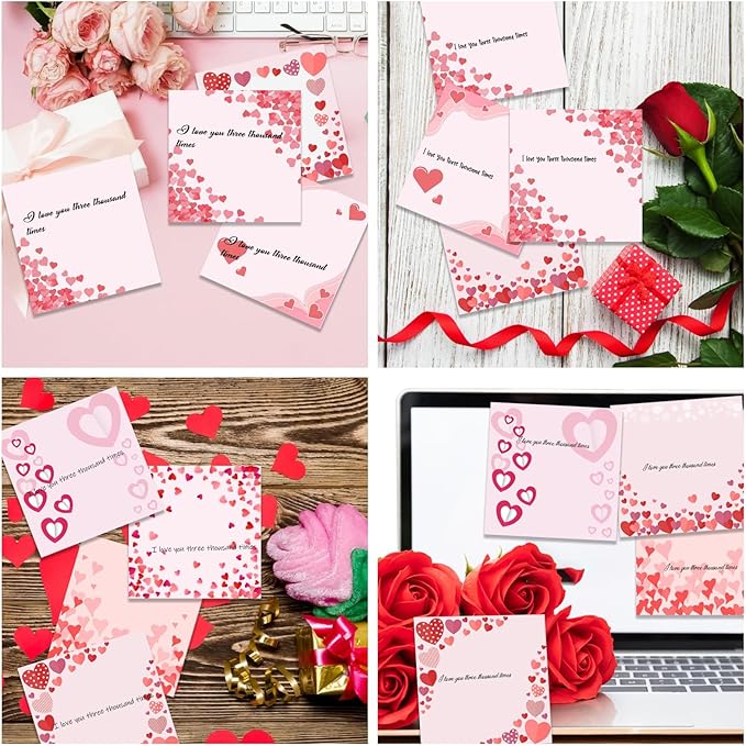 9 Pieces Valentine's Day Sticky Notes Self-Adhesive Heart Note Pads for School Office Home Supplies - Students Teachers Gift