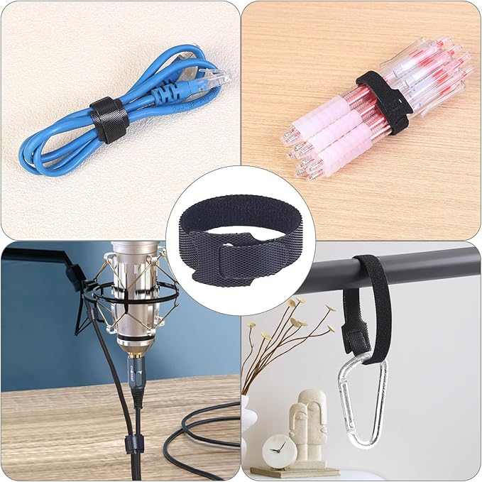 200PCS Reusable Cable Ties Wire Ties Cord Organizer Cable Organizer Adjustable Cable Management Black 4+6+8+10 inch