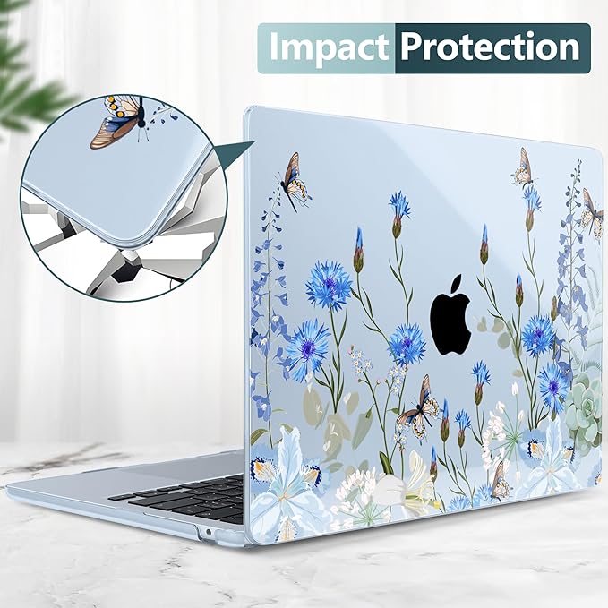 DONGKE Compatible with M4 MacBook Air 15 inch Case 2025-2023 A3241 A3114 A2941 M3 M2 Retina Display Touch ID, Plastic Hard Case & Keyboard Skin for MacBook Air 15" - Paradise Nature