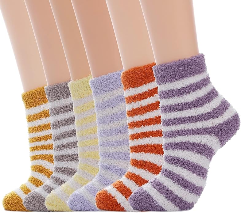 Womens Fuzzy Socks Microfiber Soft Cozy Warm Slipper Sleeping Winter Sock Fluffy Cabin Plush Stocking Stuffers