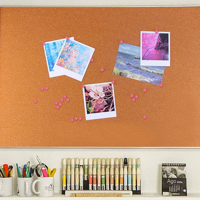 Map Tacks 1/8-Inch Assorted Color Beads Head Map Marking Push Pins,500-count (Pink)