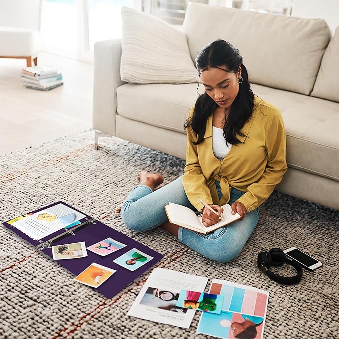 Samsill Durable 1 Inch Binder, Made in The USA, D Ring Binder, Customizable Clear View Cover, Plum Purple, Holds 225 Pages