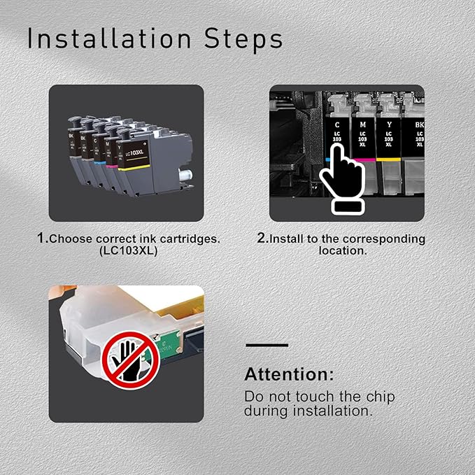 LC103 Ink Cartridges for Brother Printer Compatible for Brother Ink CartridgesLC103 Work with MFC-J870DW MFC-J6920DW MFC-J6520DW MFC-J450DWMFC-J470DW (Black,Cyan,Magenta,Yellow)