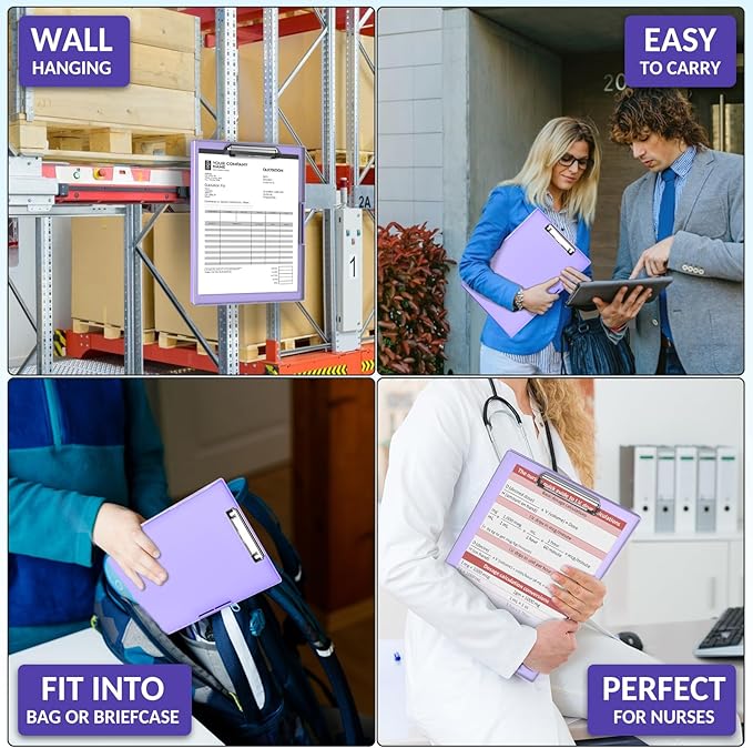 Sooez Clipboard with Storage, Heavy Duty Cleaview Clip Boards 8.5x11 with Dual Storage, Dry Erase Plastic Nursing Clipboard, High Capacity Clipboards Folder for Teacher Nurse, School & Office Supplies