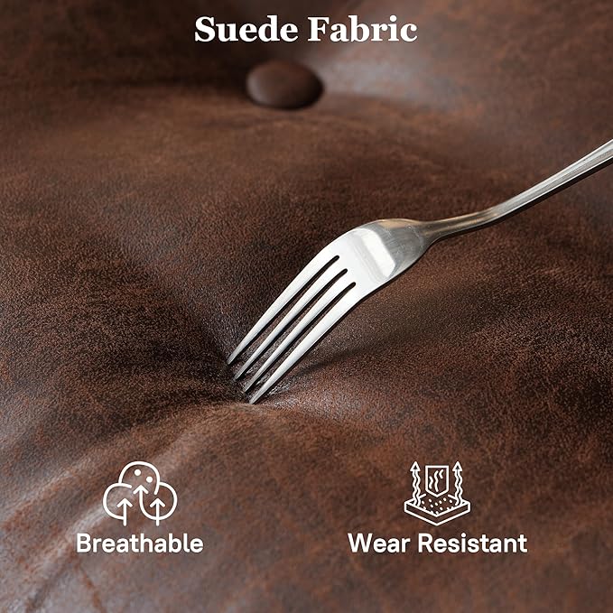 Mid Century Modren Large Office Chair, Big and Tall Ergonomic Executive Chair for Heavy Duty People, Computer Desk Task Chair with Wheels, Faux Lether Fabric Wide Chair for Home Sturdy,Dark Brown