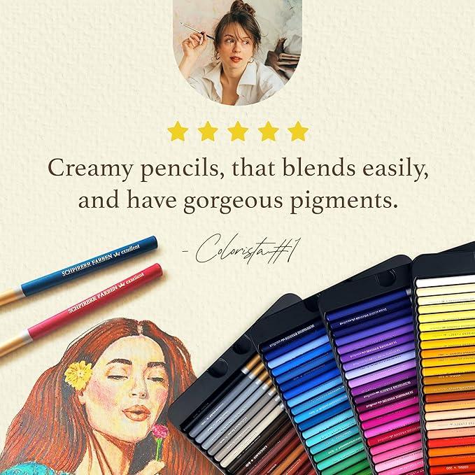 SCHPIRERR FARBEN - Premium Colored Pencils, Oil-Based Coloring Pencils, Soft-Core Color Pencil Set for Adults & Children, Non-Toxic Colored Pencil for Coloring, Sketching, & Doodling, 96 Colors