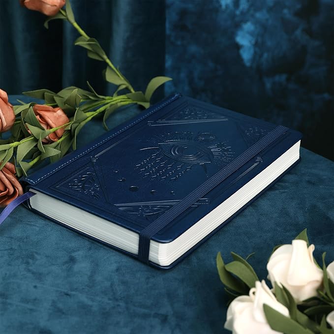TIEFOSSI Lined Journal Notebook for Women Men, Leather Journal with Pen, A5 Evil Eye Hardcover Notebook for Work, Journaling, Travel & School, 100 GSM Thick Paper, 320 Numbered Pages, 6.2 x 8.3 in