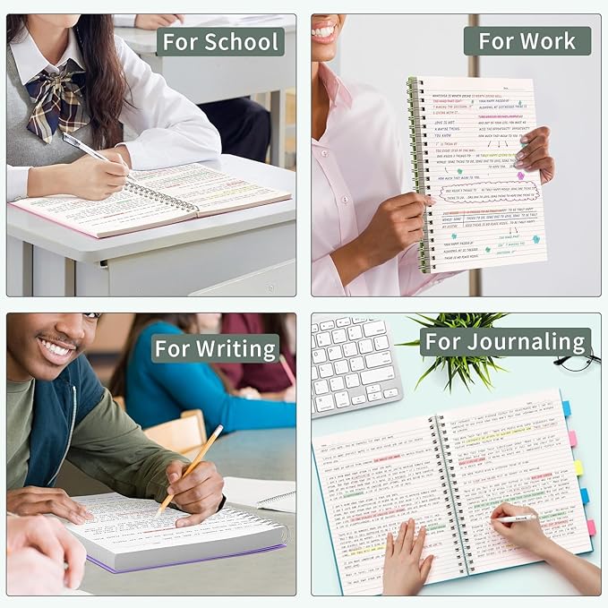 AHGXG Spiral Journal Notebook - College Ruled Notebook 8.5" x 11", 300 Pages Thick Journal for Women, 100GSM Thick Paper, Plastic Hardcover A4 Journal for Writing Work School Supplies, Pink