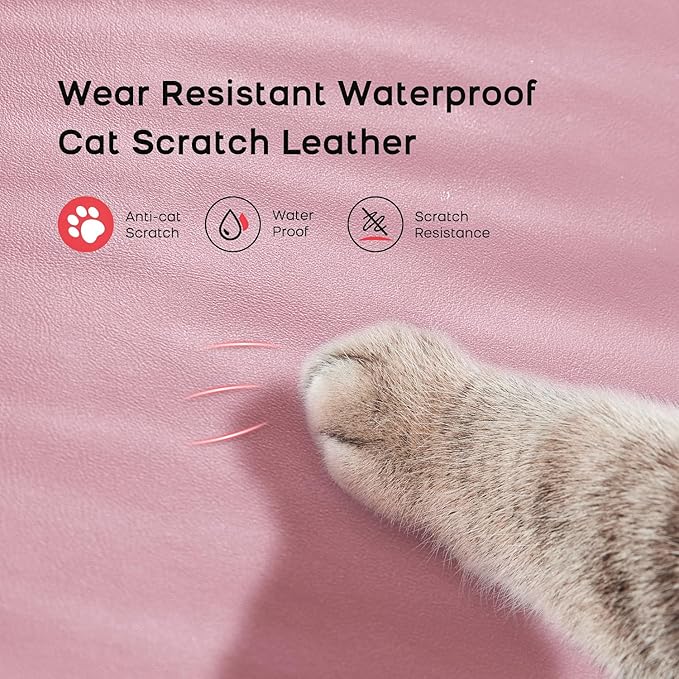 Criss Cross Chair with Armrests & Wheels, PU Leather Vanity Chair, Comfortable Adjustable Swivel Computer Office Desk Chairs for Home, Make Up, Bed Room (Pink)