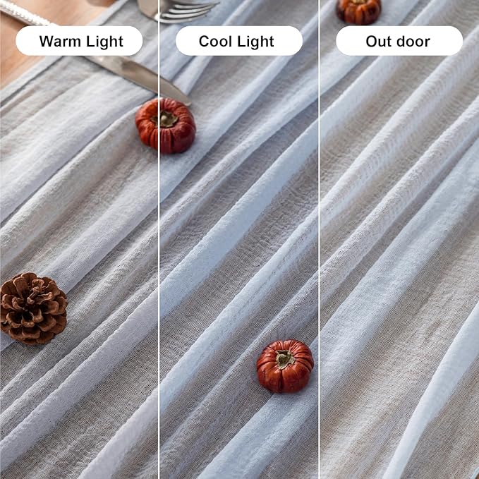 Cheesecloth Light Blue Table Runner Gauze Rustic Cheese Cloth Table Runner 120 Inch 10 FT for Wedding Baby Shower Bridal Shower Birthday Party Sheer Home Boho Decorations