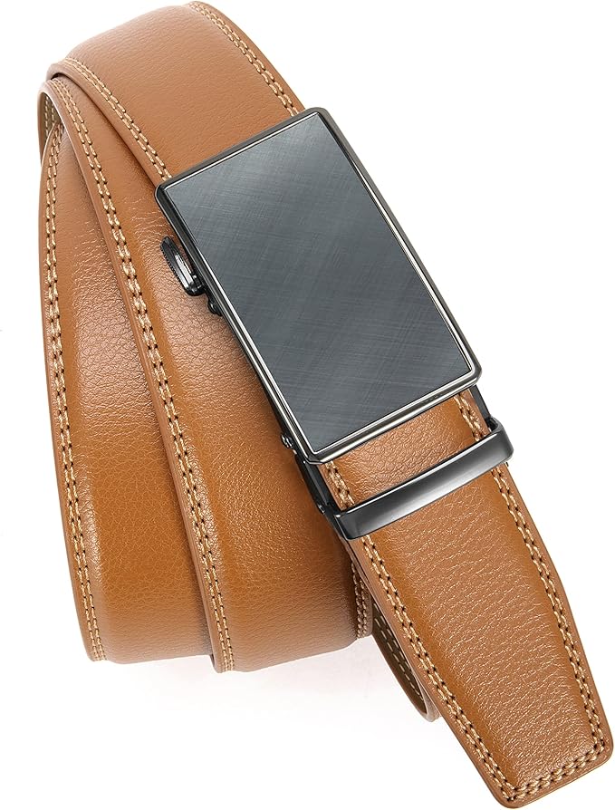 CHAOREN Mens Belt - Mens Ratchet Belt Leather 1 3/8" for Dress Pant - Micro Adjustable Belt Fit Everywhere