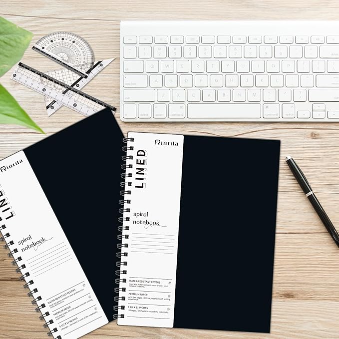 Large Lined Notebook Spiral Notebook 8.5" x 11"-4 Pack LINED Notebook 7mm Ruled Hardcover Notebook 120 Pages 100 GSM Thick Paper Notebook Hardcover Journal for School, Office,Study and Notes
