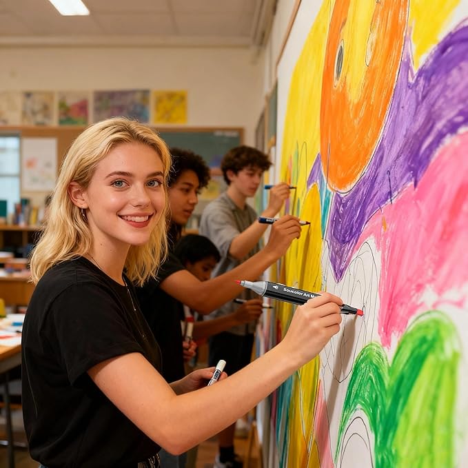 Soucolor Alcohol Markers 120 Colors with Case & Holders, Dual Tips Chisel & Fine Art Markers for Adult Coloring Kids Drawing, Artist Markers Art Supplies for Blending Sketching