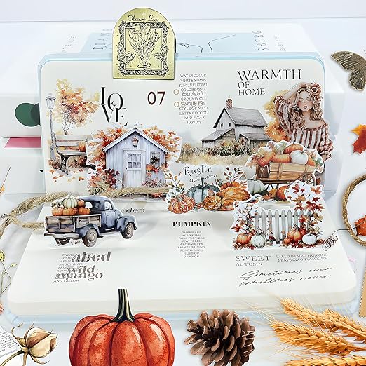 Snycler Pre-Cut Bumper Harvest Themed PET Washi Tapes - Vintage Aesthetic Tape Stickers for Journaling, Scrapbooking, Junk Journals, Crafts, Planners - 4 Rolls