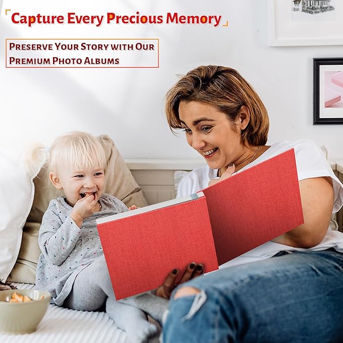 Photo Album Self Adhesive Scrapbook,60 Pages Large Photo Book for 4x6,5x7,8x10 Pictures,DIY Album for Baby Wedding Family Travel Birthday,with Metallic Pen and Scraper