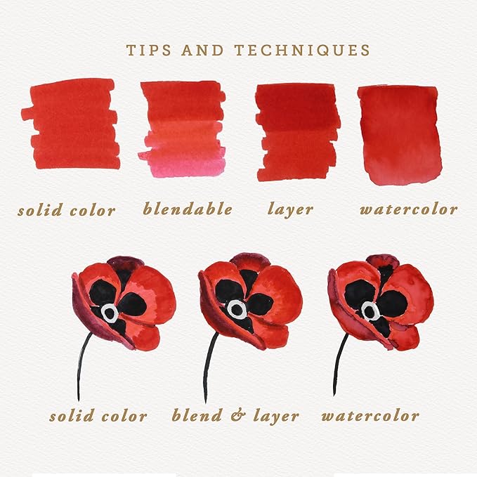 Primrosia 12 Dual Tip Watercolor Marker Pens - Fine Tip & Brush Tips, Professional Quality, 4 x Sticker Sheets, Blendable, Non-Toxic, Perfect for Calligraphy, Drawing & Coloring. (Woodlands)