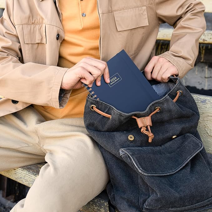 AHGXG 2026 Planner, Weekly and Monthly, Jan 2026 - Dec 2026, 12 Months, 2026 Calendar Planner Book with Tabs for Men Women School Home Office Supplies, A5 (6" X 8.38"), Blue