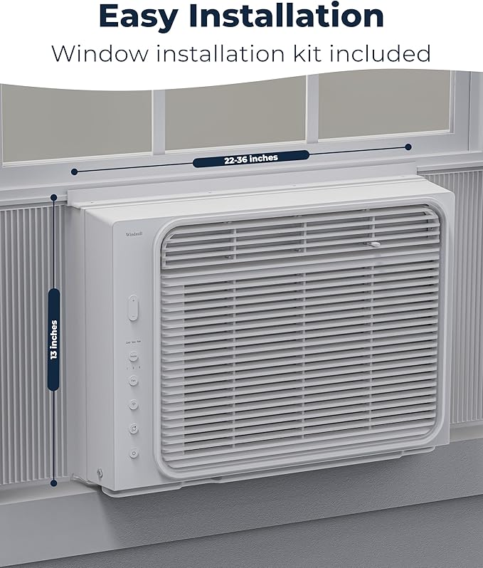 Windmill 5,000 BTU Lite Window Air Conditioner - Cools up to 150 Sq. Ft. - Easy Install, Voice-Enabled, Remote Control & App Control, Energy-Efficient AC Unit for Small Spaces