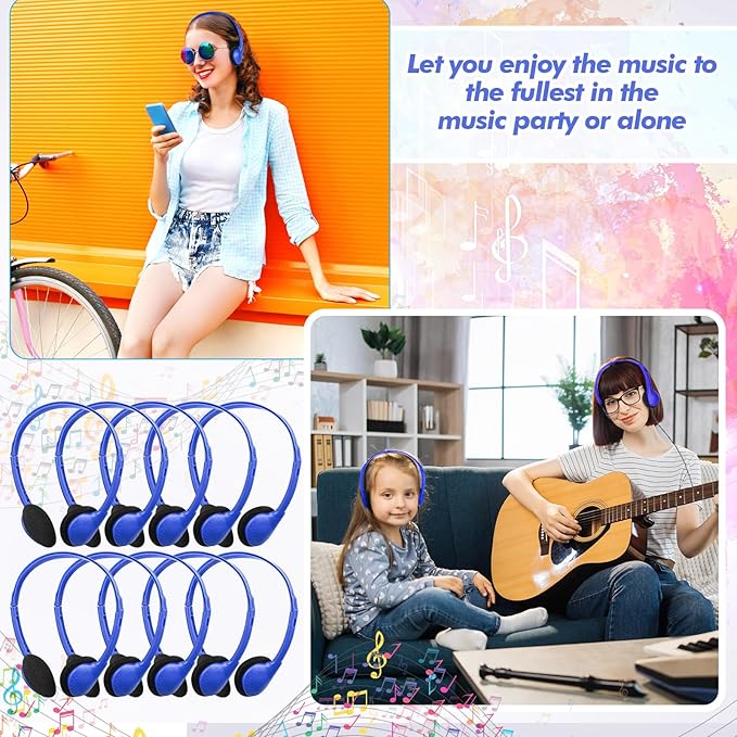 Xuhal 200 Pack Kids Headphones Bulk Classroom Headphones for Student with 3.5 mm Plug Wired On Ear for Church Christian Sunday School Library Children Teens Boys Girls Adults(Blue)