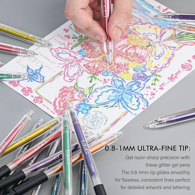 Stocking Stuffers for Teen Girls Boys,12 Colors Retractable Glitter Gel Pens, Metallic Sparkle Gel Pens for Adult Coloring Books,Sparkle Glitter Pens for Drawing Writing Journaling, Christmas Gifts