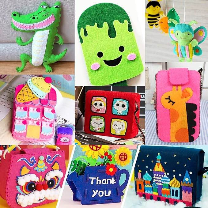 XSEINO 12 Rolls 8"x35"(20.5x90cm) 1.4mm Thick Soft Felt Fabric Sheet 12 Assorted Neon Series Colors Felt Pack for DIY Craft Sewing Squares Nonwoven Patchwork