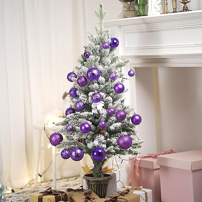 Christmas Ornaments for Xmas Trees,Purple Shatterproof Christmas Ball Ornaments
