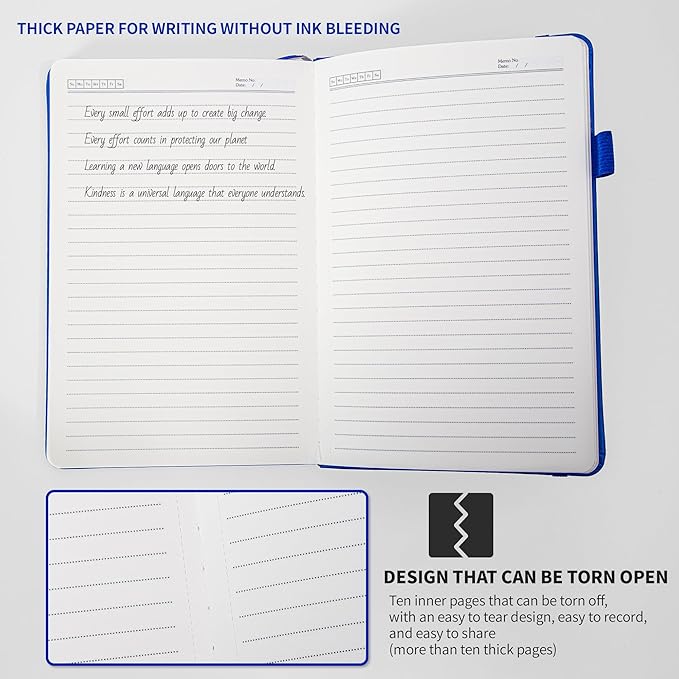 KaKaiRuiYing Lined Journal Notebook with Pen Holder, 320 Pages, 5.5'' × 8.6'' Medium Size A5-100 GSM Thick Paper, for Writing, Work, Office, Leather Hardcover