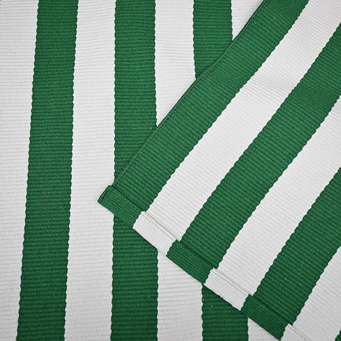 CAINANEL Christmas Outdoor mat 4' x 6' Green and White Striped Outdoor Rug Front Porch Rug,Christmas Home Decor, Layerd Welcome Doormat for Front Porch Decor, Front Door, Farmhouse Decor