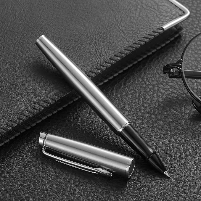 Rollerball Pen Fine Point Gel Black Ink Smooth Writing,Luxury Rollerball Pen with Chrome Finish Fancy Pen Gift Set for Executive Business Office School,Professional,Executive Pen G3 (Silver)