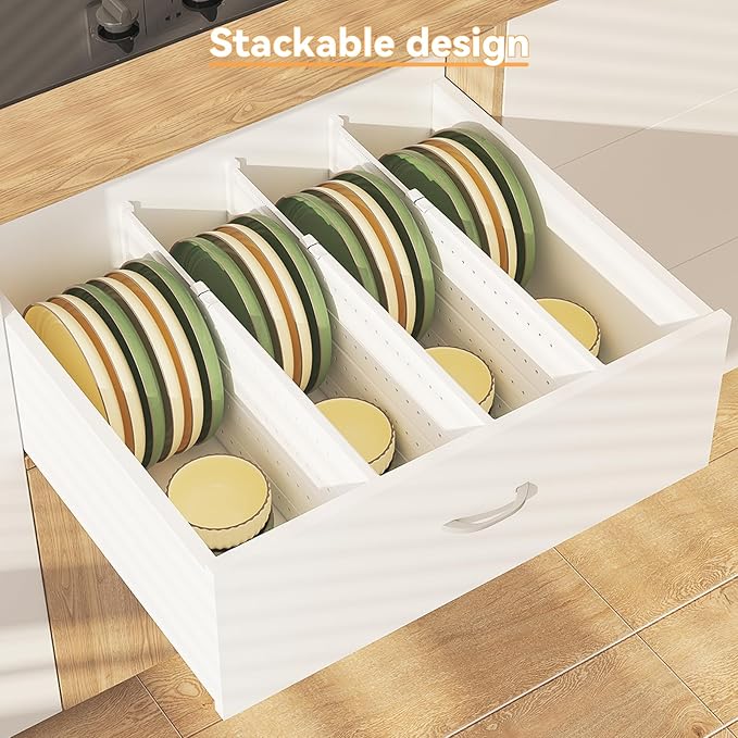 REBECAT 8 Pack Drawer Dividers for Clothes Adjustable Drawer Dividers 4" High Expandable from 15"-21" for Dresser Baby Clothes Bathroom,Bedroom Kitchen and Office Storage,White