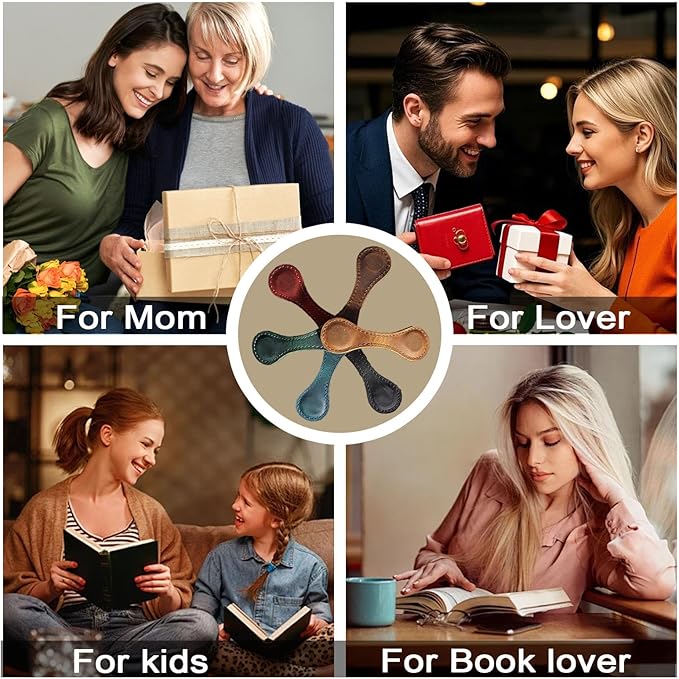 Magnetic Leather Bookmark with 26 Initial for Reading Women,Personalized Magnet Book Marks Gifts for Men,Book Lovers (Dark Brown, P)