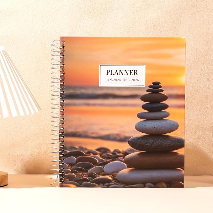 CAGIE 2026 planner Weekly and Monthly Jan 2026-Dec 2026 Hardcover Hourly Daily Planners for Women 26 Calendar Planner with Stickers Spiral Bound Yearly Agenda, 8.5 x 11