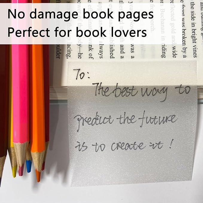 Transparent Sticky Notes, 3"x3" Clear Sticky Notes, Waterproof Translucent Sticky Note Pads for Books Annotation, See-Through Clear Translucent for Back to School, Office Supplies
