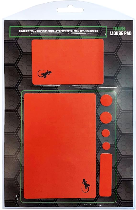 Mouse Pad Adhesive Bottom - Sticks to Any Surface - Portable - Webcam Covers and Screen Cleaner Included (Red)